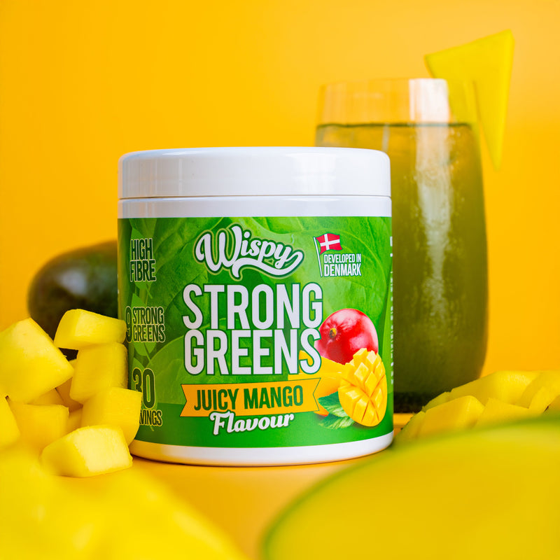 Wispy Strong Greens - Juicy Mango (300g) + Wispy Multivitamin (120stk)