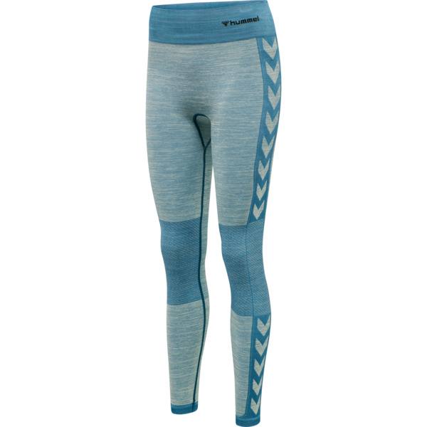 Hummel CLEA Seamless Mid Waist Tights – Blue Coral Marshmallow - Musclehouse.dk