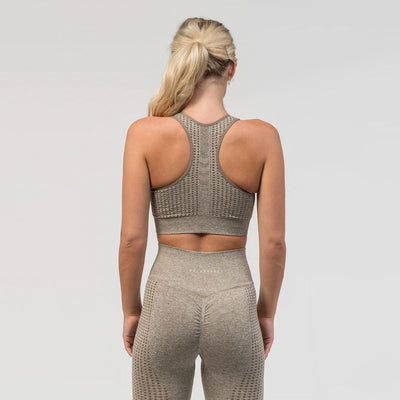 V3 Apparel Empower Seamless Scrunch Sports Bra – Beige Marl