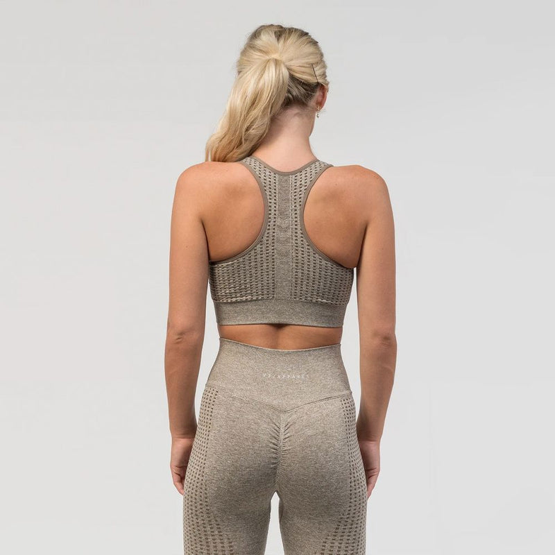 V3 Apparel Empower Seamless Scrunch Sports Bra – Beige Marl