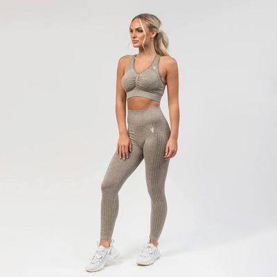 V3 Apparel Empower Seamless Scrunch Sports Bra – Beige Marl