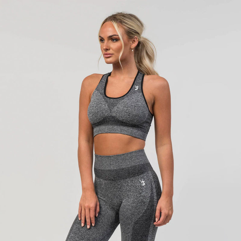 V3 Apparel Excel Seamless Scrunch Sports Bra – Grey