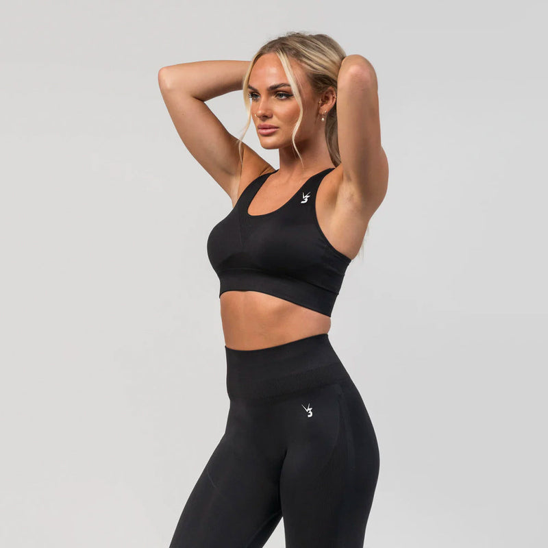 V3 Apparel Excel Seamless Scrunch Sports Bra – Black